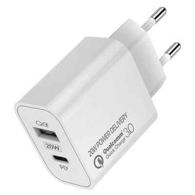 ColorWay AC nabíječka USB a USB-C 20W, bílý