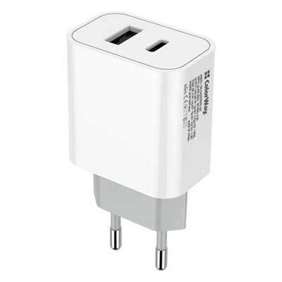 ColorWay AC nabíječka USB a USB-C 20W, bílý