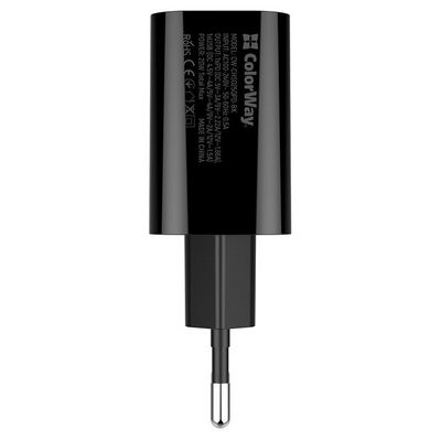 ColorWay AC nabíječka USB a USB-C 20W, černý