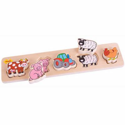 Bigjigs Baby Dřevěné vkládací puzzle farma