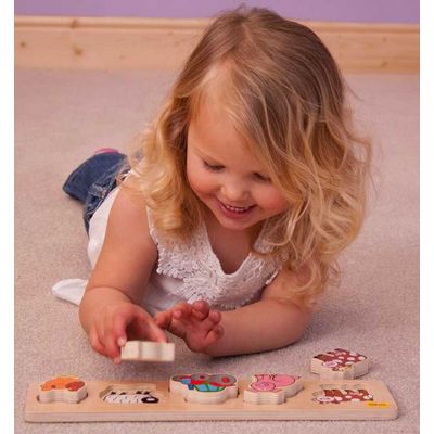 Bigjigs Baby Dřevěné vkládací puzzle farma