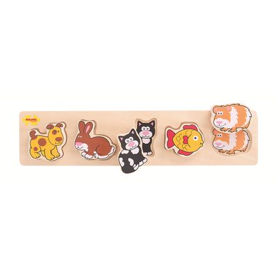 Bigjigs Baby Dřevěné vkládací puzzle domácí zvířata