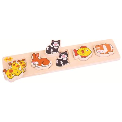 Bigjigs Baby Dřevěné vkládací puzzle domácí zvířata