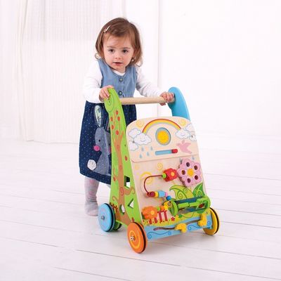 Bigjigs Baby Dřevěné aktivní chodítko Zahrada