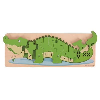 Bigjigs Toys Vkládací puzzle krokodýl s čísly
