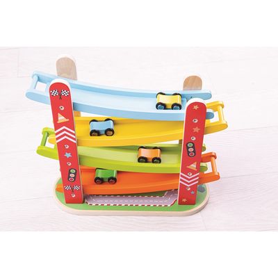 Bigjigs Toys Dřevěná automobilová závodní dráha