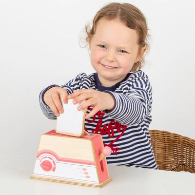 Bigjigs Toys Dřevěný toaster růžový