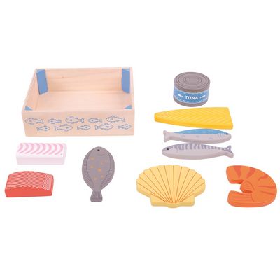 Bigjigs Toys Dřevěné mořské plody v krabičce