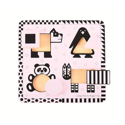 Bigjigs Toys Dřevěné vkládací puzzle černobílé tvary 1