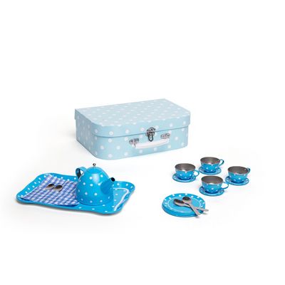 Bigjigs Toys Modrý puntíkovaný čajový set