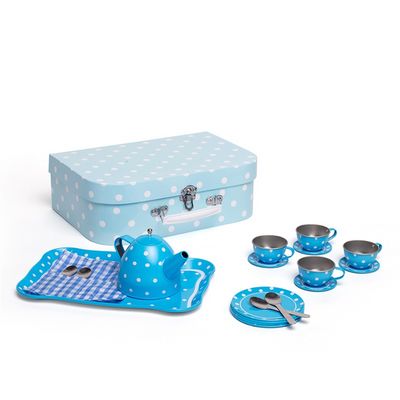 Bigjigs Toys Modrý puntíkovaný čajový set