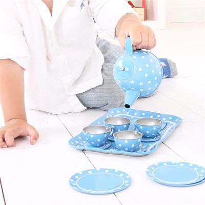 Bigjigs Toys Modrý puntíkovaný čajový set