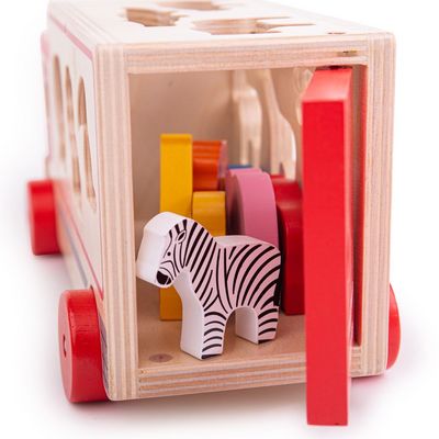 Bigjigs Toys Dřevěné auto se zvířátky safari
