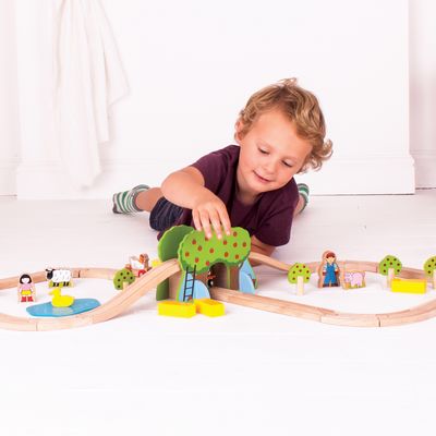 Bigjigs Rail Dřevěná vláčkodráha farma