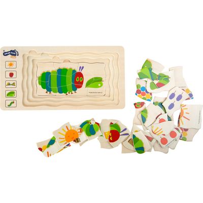 small foot Dřevěné vkládací puzzle hladová housenka