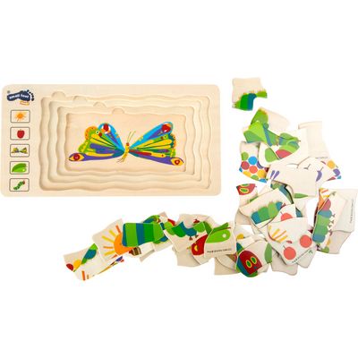 small foot Dřevěné vkládací puzzle hladová housenka