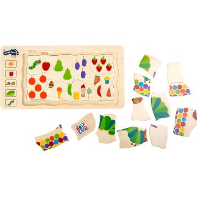 small foot Dřevěné vkládací puzzle hladová housenka