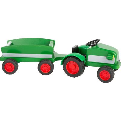small foot Dřevěný traktor s vlečkou zelený