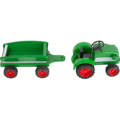small foot Dřevěný traktor s vlečkou zelený