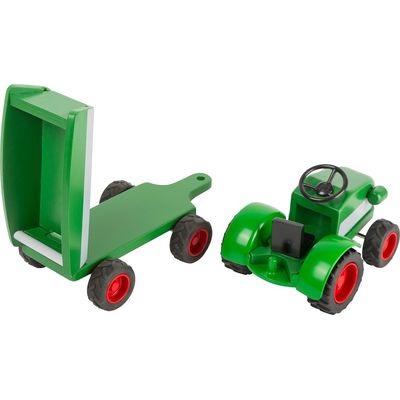 small foot Dřevěný traktor s vlečkou zelený