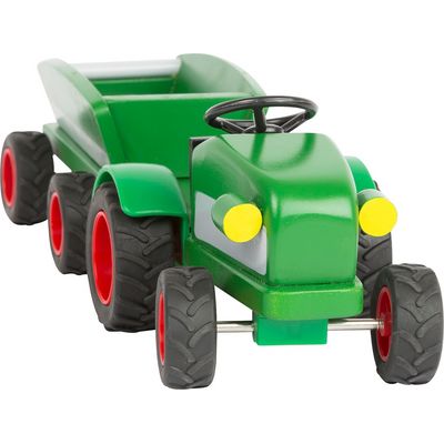 small foot Dřevěný traktor s vlečkou zelený