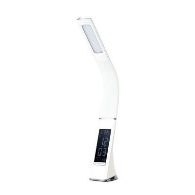 Stolní lampa IMMAX Leather White s displejem, bílá