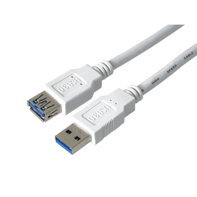 Prodlužovací kabel USB 3.0 Super-speed 5Gbps A-A, MF, 9pin, 5m bílá