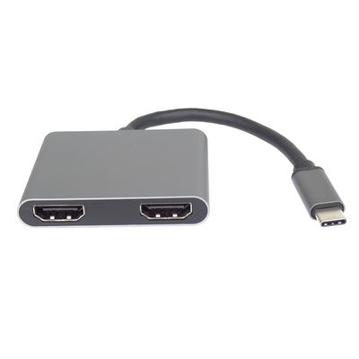 PremiumCord MST adaptér USB-C na 2x HDMI, USB3.0, PD, rozlišení 4K a FULL HD 1080p