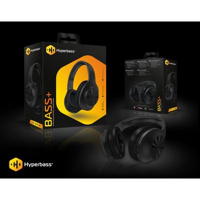 HYPERBASS BASS+ bezdrátová sluchátka s mikrofonem, ČERNÁ