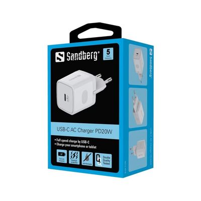Sandberg USB-C AC Charger PD20W, bílá