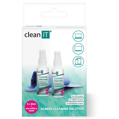 Clean IT čisticí roztok na obrazovky s utěrkou, 2x30ml
