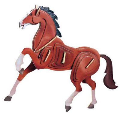 Woodcraft Dřevěné 3D puzzle Kůň barevný