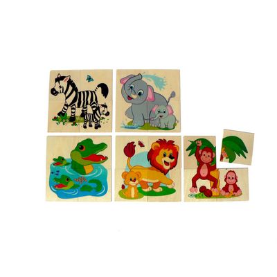 Hess Dřevěné puzzle Zvířata džungle