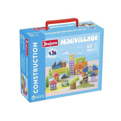 Jeujura Dřevěná stavebnice Vesnička z kostek 40 dílů