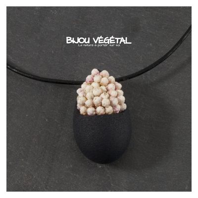 Živé šperky - Náhrdelník Slza černý s trvalými bílými květy