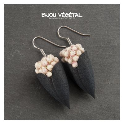 Živé šperky - Náušnice Tulipán černé s trvalými bílými kvšty