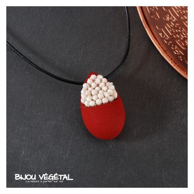 Živé šperky - Náhrdelník Slza červený s trvalými bílými květy