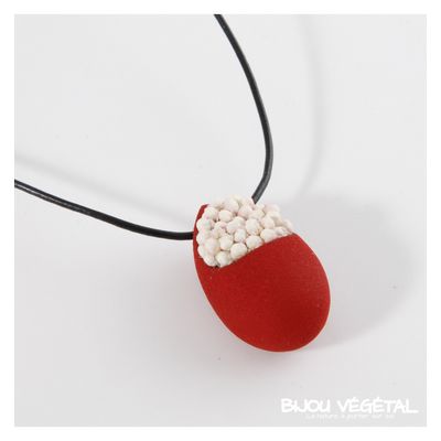 Živé šperky - Náhrdelník Slza červený s trvalými bílými květy