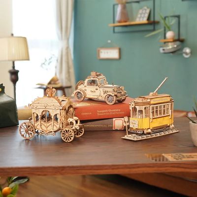 RoboTime dřevěné 3D puzzle Historická tramvaj