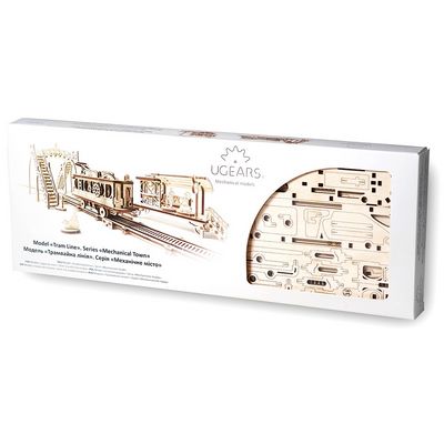 Ugears 3D dřevěné mechanické puzzle Mechanical Town tramvajová linka