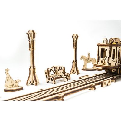 Ugears 3D dřevěné mechanické puzzle Mechanical Town tramvajová linka