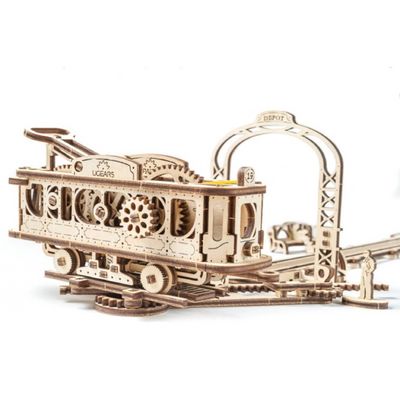Ugears 3D dřevěné mechanické puzzle Mechanical Town tramvajová linka