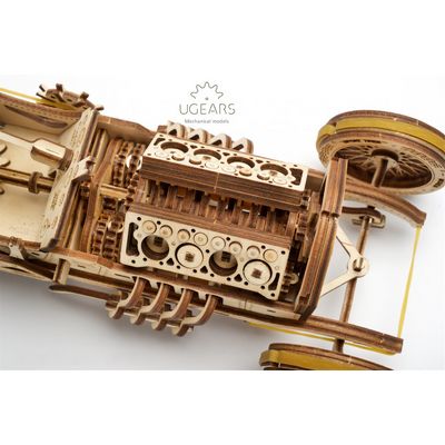 Ugears 3D dřevěné mechanické puzzle U9 Auto (Grand Prix)