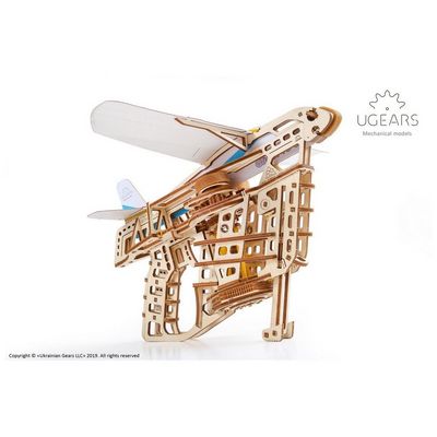 Ugears 3D dřevěné mechanické puzzle Vystřelovací letadlo