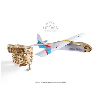 Ugears 3D dřevěné mechanické puzzle Vystřelovací letadlo