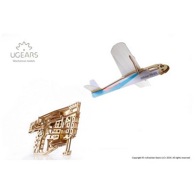 Ugears 3D dřevěné mechanické puzzle Vystřelovací letadlo
