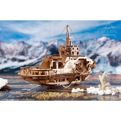 Ugears 3D dřevěné mechanické puzzle Remorkér