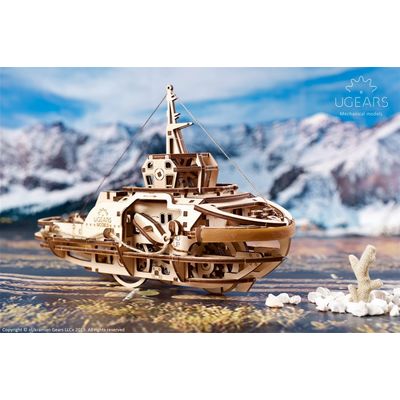 Ugears 3D dřevěné mechanické puzzle Remorkér