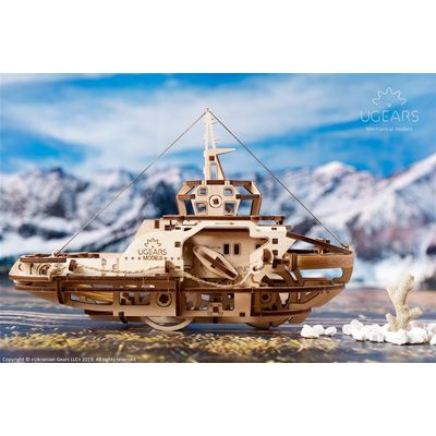 Ugears 3D dřevěné mechanické puzzle Remorkér