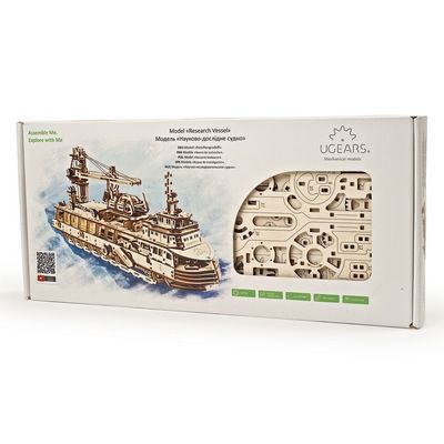 Ugears 3D dřevěné mechanické puzzle Výzkumná loď